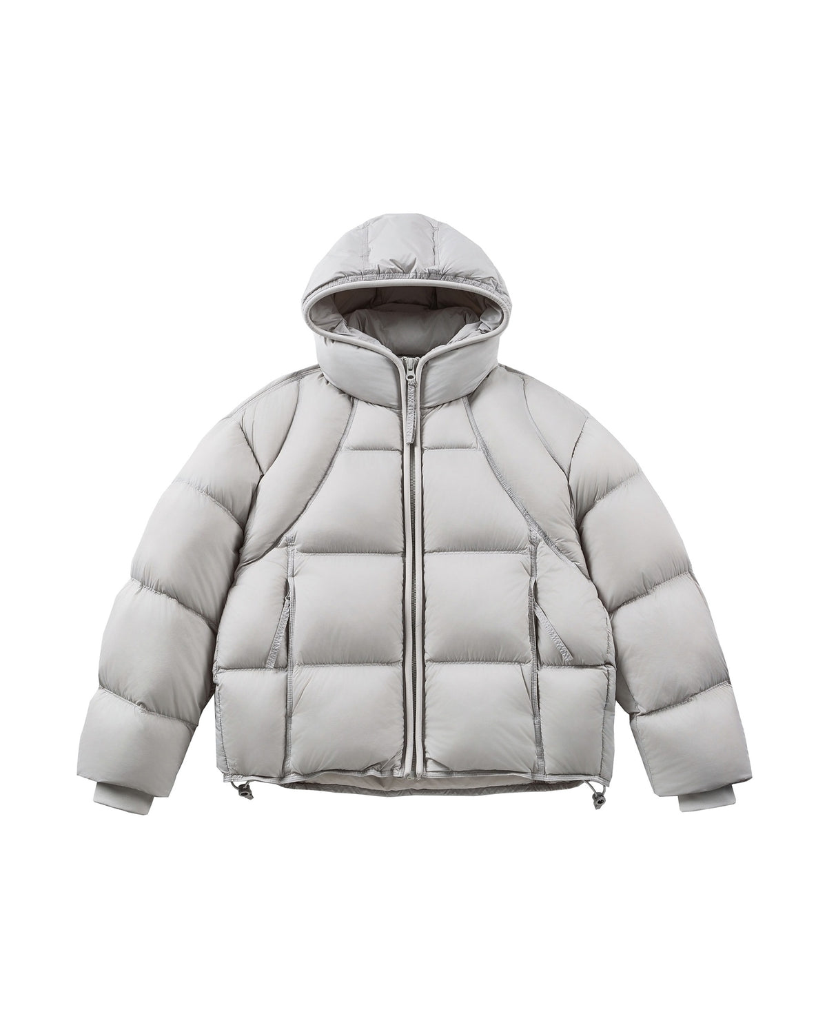 Thick Padded Puffer Jacket Grey, S - Streetwear Jacket - Slick Street