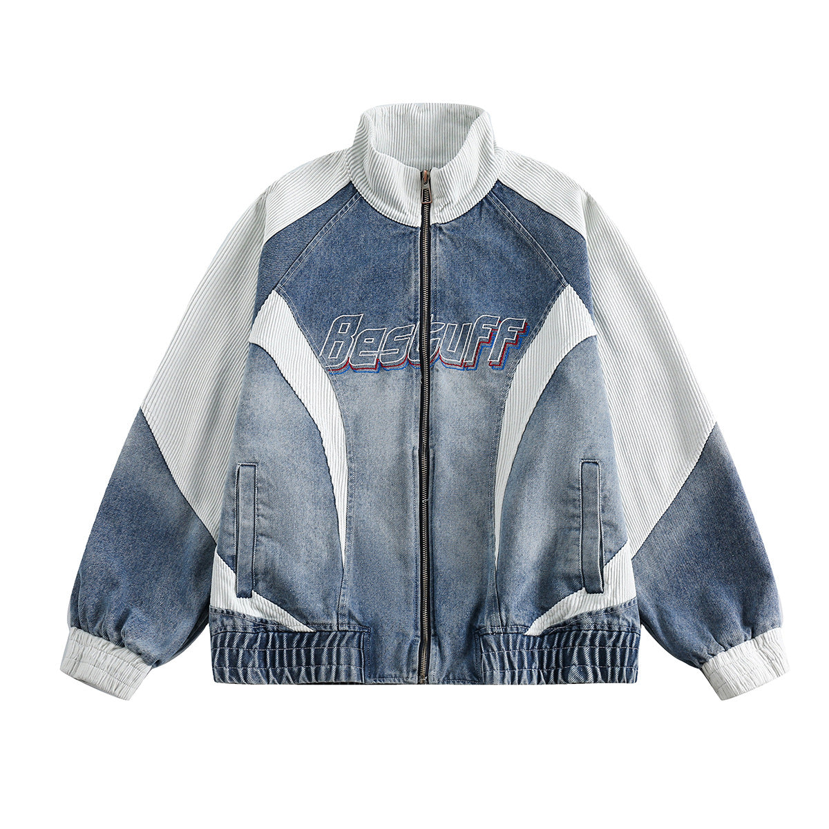 Retro Biker Splicing Jacket Blue, XS - Streetwear - Slick Street