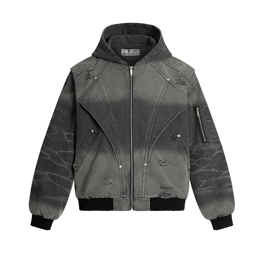 Heavy Washed Distressed Jacket , - Streetwear - Slick Street