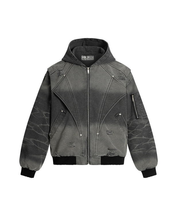 Heavy Washed Distressed Jacket , - Streetwear - Slick Street