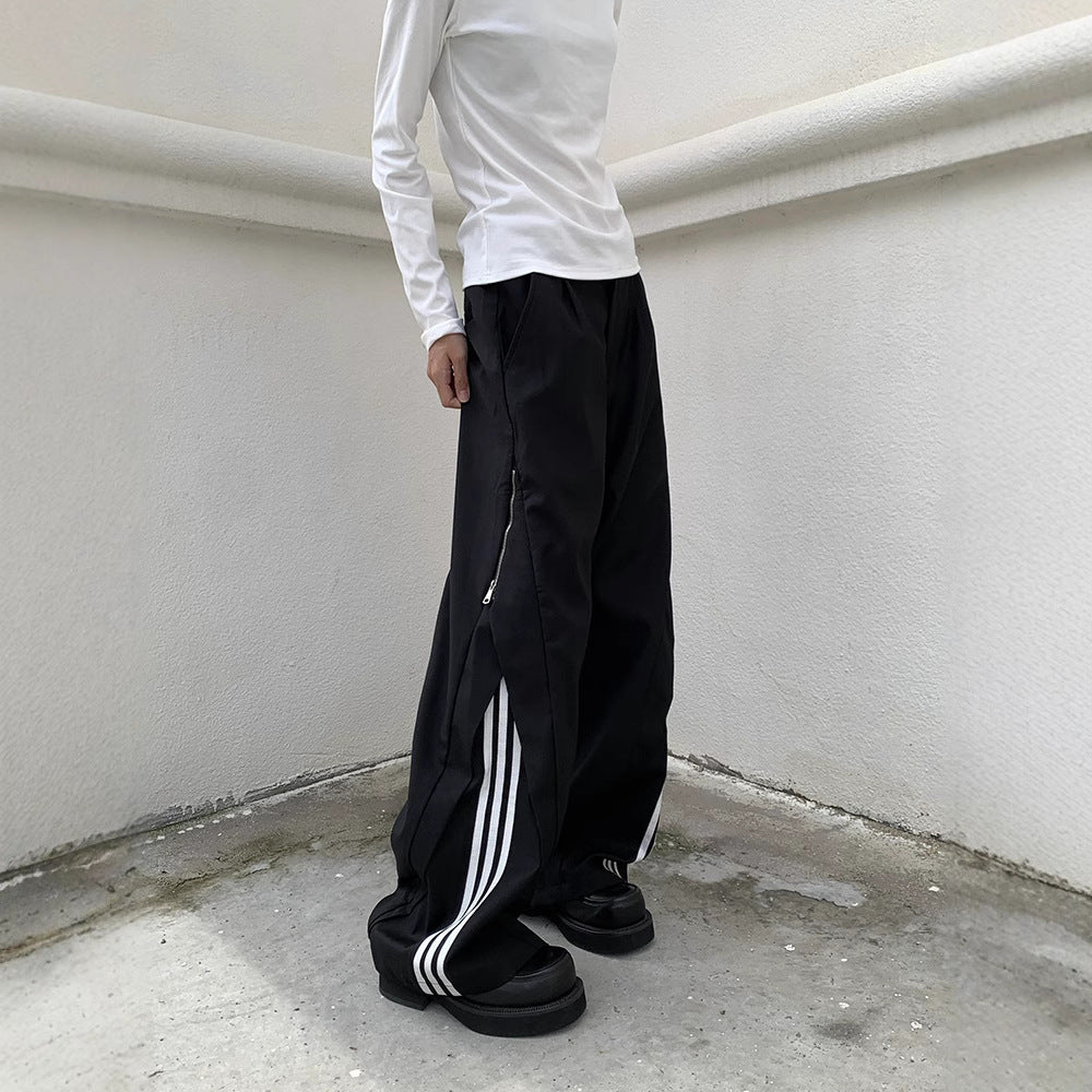 Street SP1 Relaxed Fit Stripe Wide Leg Joggers , - Streetwear Joggers - Slick Street