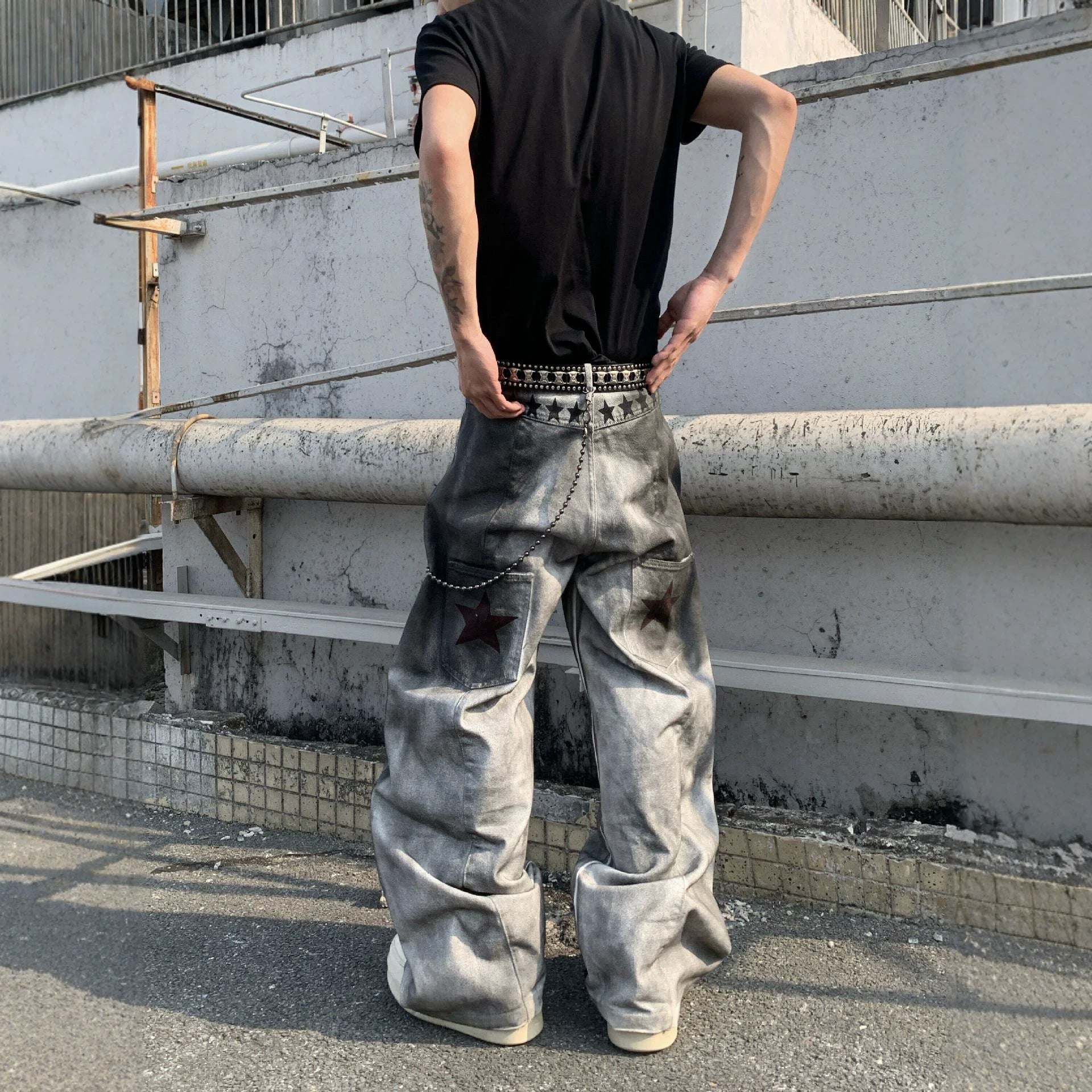 Static Star Graphic Jeans , - Streetwear Jeans - Slick Street