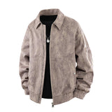 Jacquard Faux Denim Casual Jacket Brown, XS - Streetwear Jacket - Slick Street