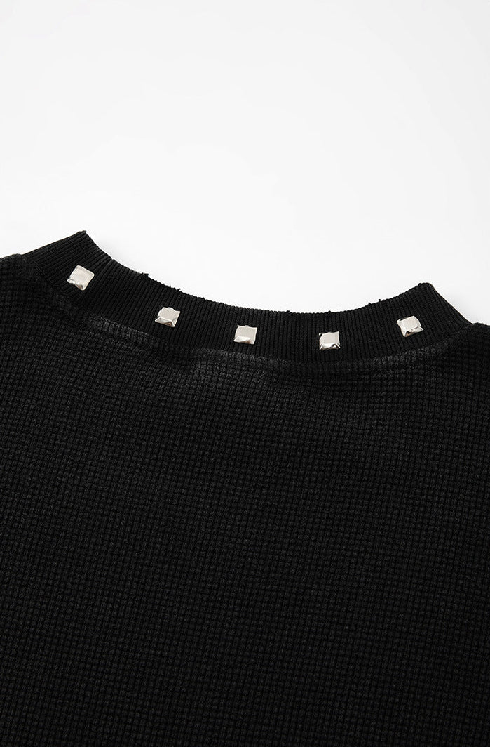 Waffle Knit Script Long Sleeve