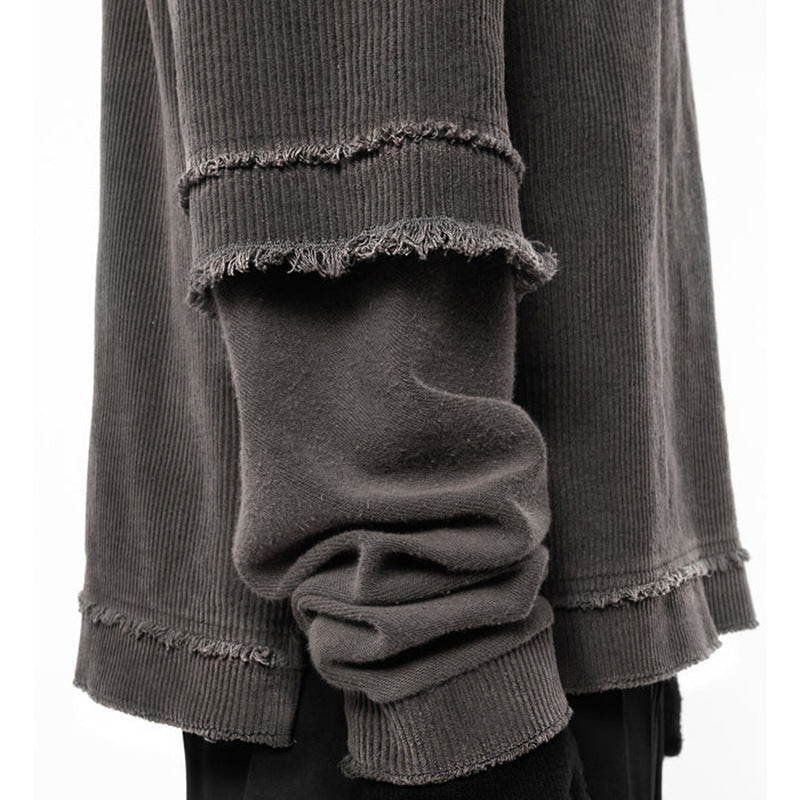 Double Layered 'Abyss' Washed Sweatshirt , - Streetwear Sweatshirts - Slick Street