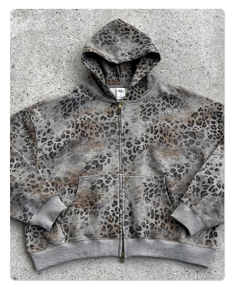 Leopard Camo Zip Hoodie