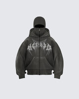 Corrupted Ski Mask Hooded Zip Hoodie Black, XS - Streetwear Hoodie - Slick Street