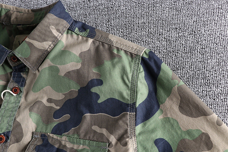 Camo Long Sleeve Shirt , - Streetwear Shirt - Slick Street