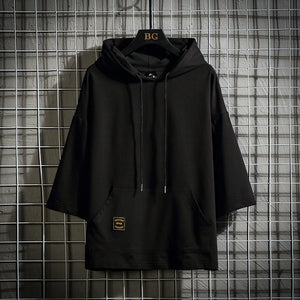 Minimal Mid-Length Sleeve Hoodie Black, XS - Streetwear Hoodie - Slick Street