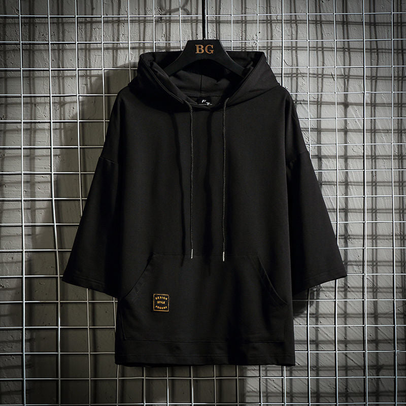 Minimal Mid-Length Sleeve Hoodie Black, XS - Streetwear Hoodie - Slick Street