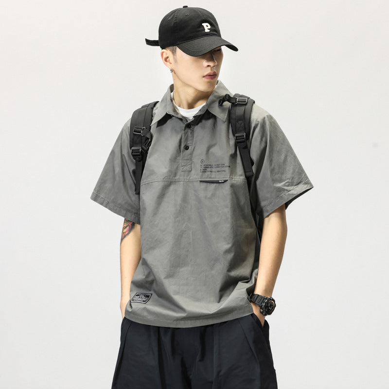 Transit Utility Pullover Shirt Washed Grey, XS - Streetwear Shirt - Slick Street