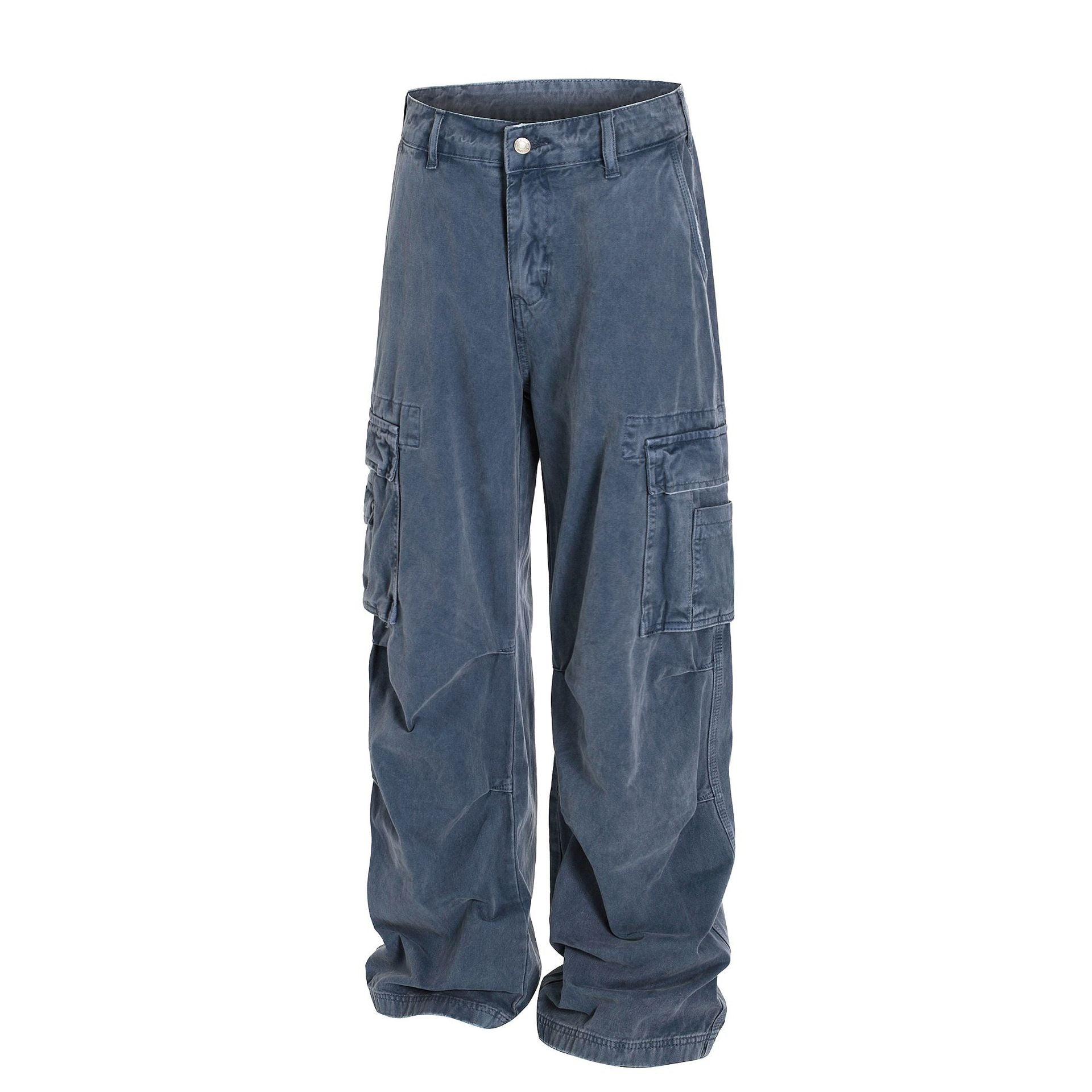 Retro Loose Fit MultiPocket Denim Cargo Jeans , - Streetwear - Slick Street