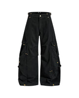 Kova Wide-Leg Cargos Black, XS - Streetwear Cargo Pants - Slick Street