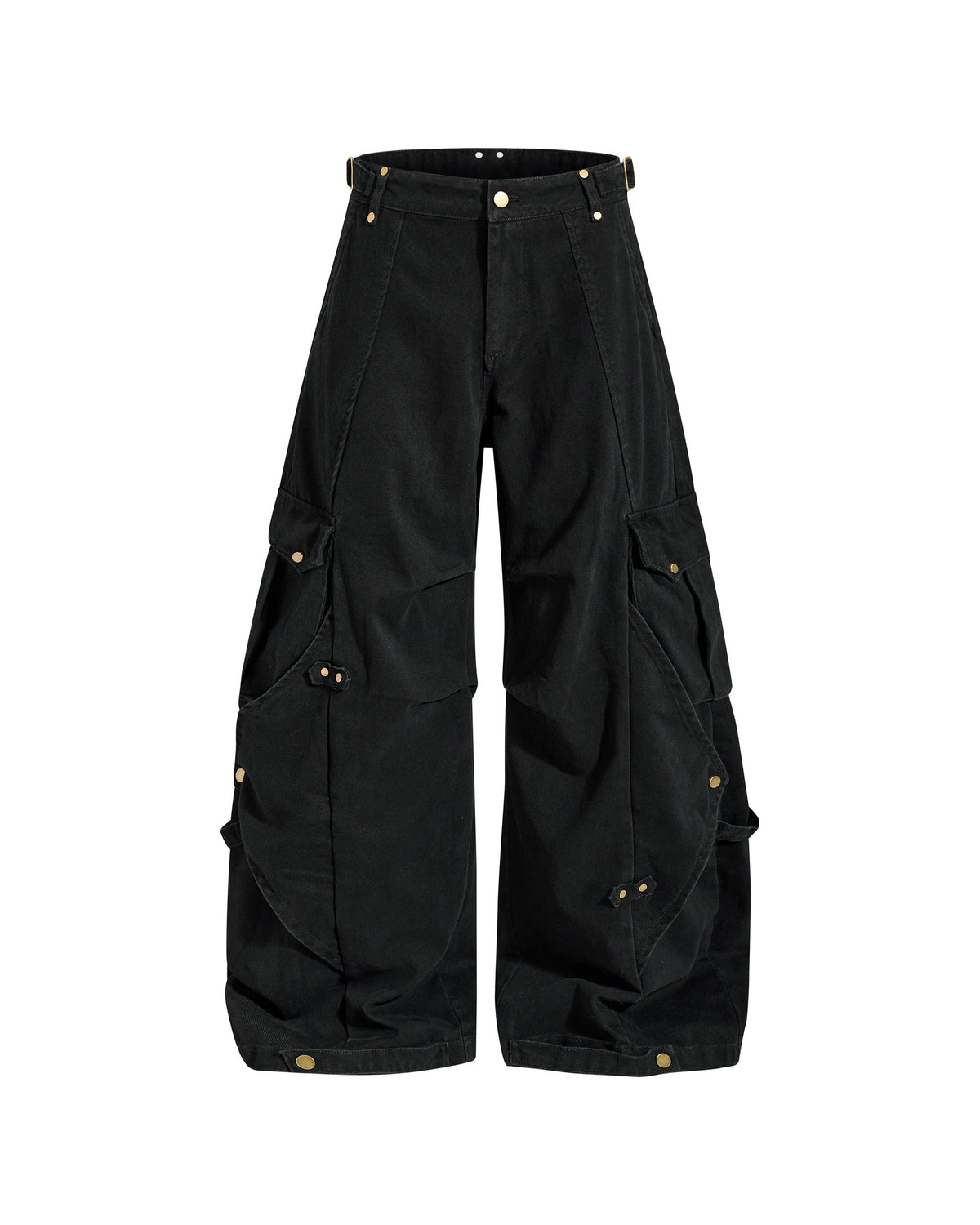 Kova Wide-Leg Cargos Black, XS - Streetwear Cargo Pants - Slick Street
