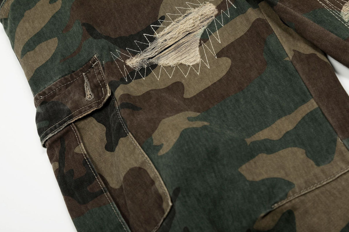 Kade Stitch Camo Cargos , - Streetwear Cargo Pants - Slick Street