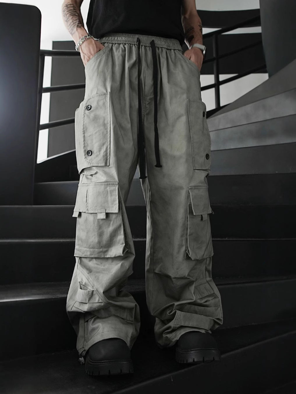 Baggy Lightweight Khaki Cargo Pants , - Streetwear - Slick Street
