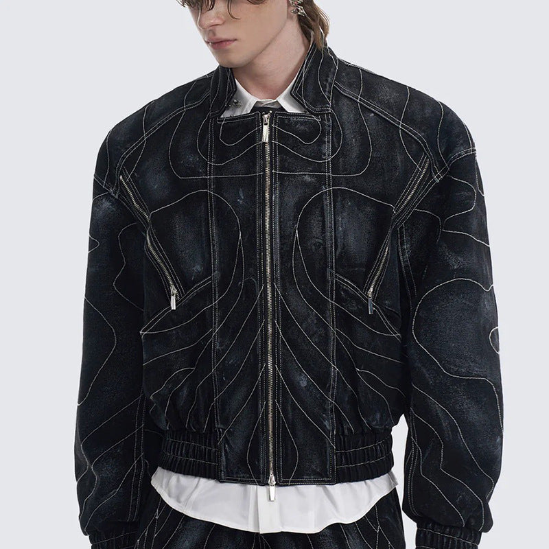 Onyx Denim Bomber Jacket , - Streetwear Jackets - Slick Street