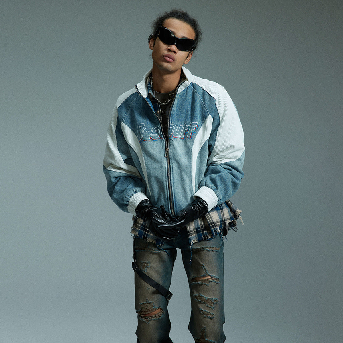 Retro Biker Splicing Jacket , - Streetwear - Slick Street