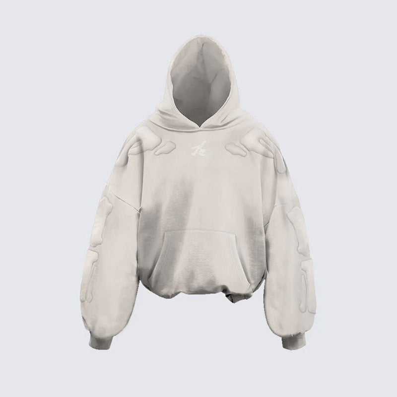 Skeleton 'Underworld' 3D Hoodie Light Apricot, XS - Streetwear - Slick Street