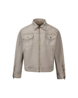 Cory Workwear Zip Jacket Beige, S - Streetwear Jacket - Slick Street
