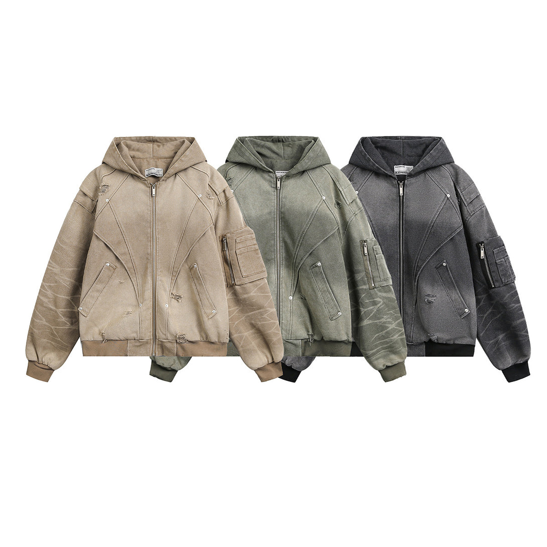 Heavy Washed Distressed Jacket , - Streetwear - Slick Street