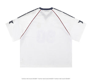Retro 90's Star Graffiti Mesh Football Tee , - Streetwear T-Shirts - Slick Street