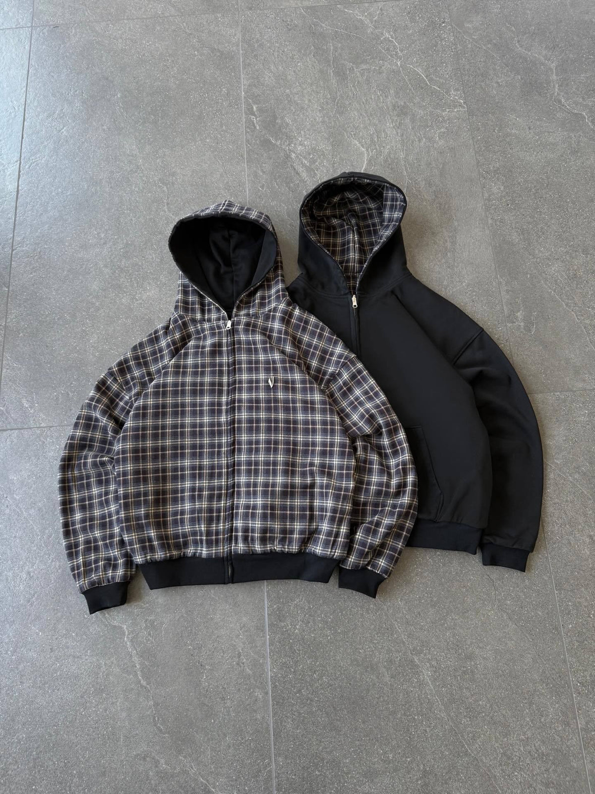 Vee Reversible Plaid Zip Hoodie