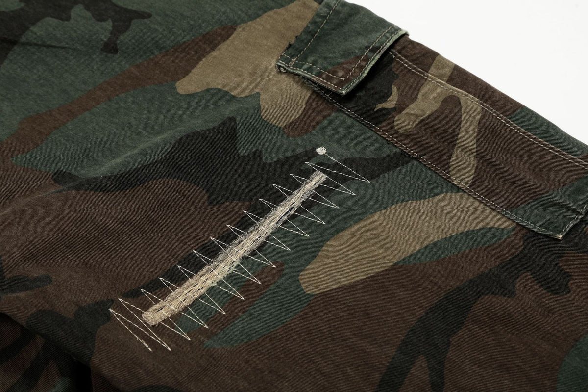 Kade Stitch Camo Cargos , - Streetwear Cargo Pants - Slick Street