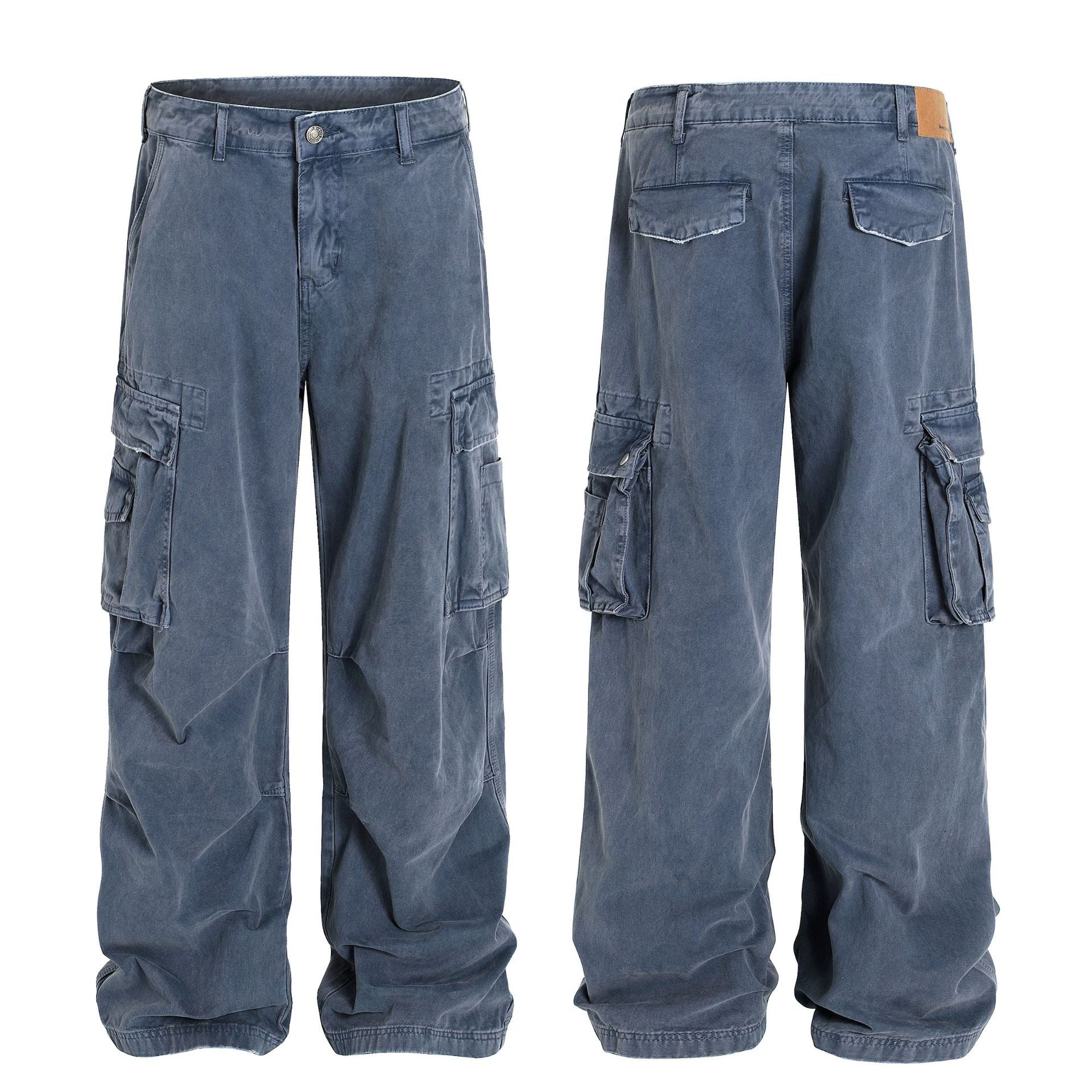 Retro Loose Fit MultiPocket Denim Cargo Jeans , - Streetwear - Slick Street