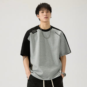 Colorblock Casual T-Shirt Vintage Heather Grey, XL - Streetwear T-Shirt - Slick Street