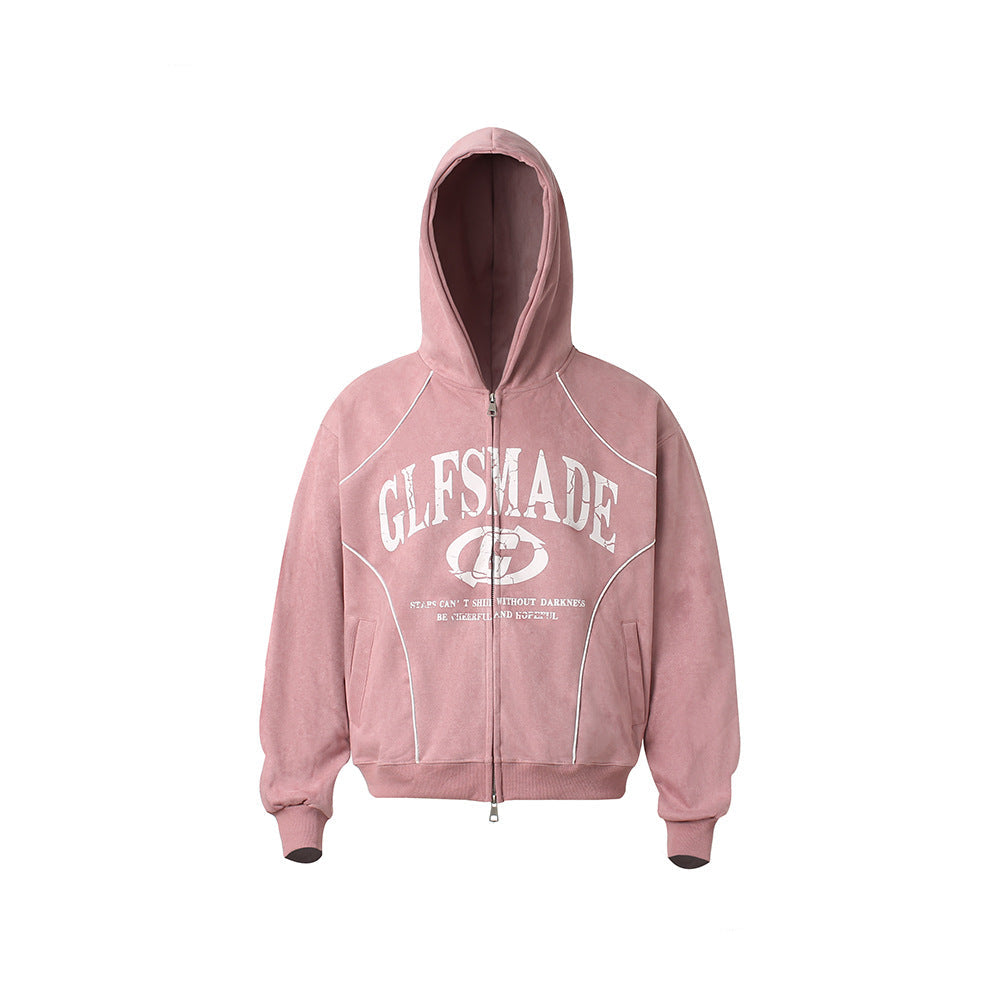 Retro Suede Zip Hoodie , - Streetwear Hoodie - Slick Street