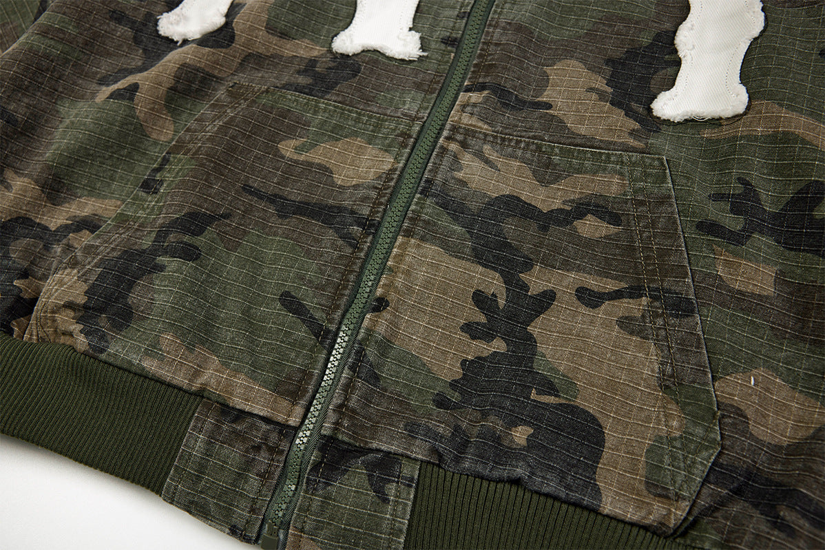 NY Washed Camo Zip Hoodie
