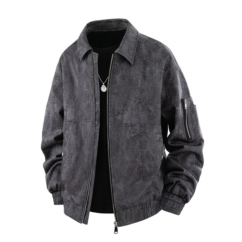 Jacquard Faux Denim Casual Jacket Black, XS - Streetwear Jacket - Slick Street