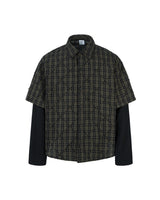 Shadowgrid Quilted Layer Shirt Brown, M - Streetwear Shirt - Slick Street
