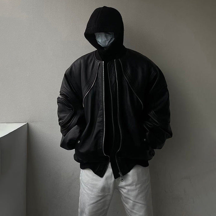 Designer Leather 'Flight' Jacket Black, XS - Streetwear Jackets - Slick Street