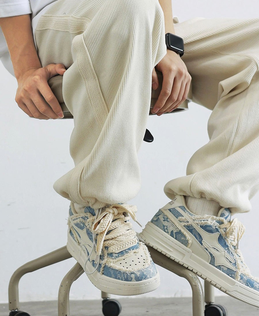 Broken Stars Sneakers - Indigo Blue , - Streetwear Shoes - Slick Street