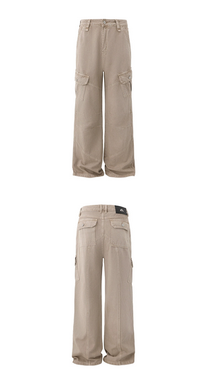 Retro Washed Relaxed Khaki Jeans , - Streetwear Jeans - Slick Street