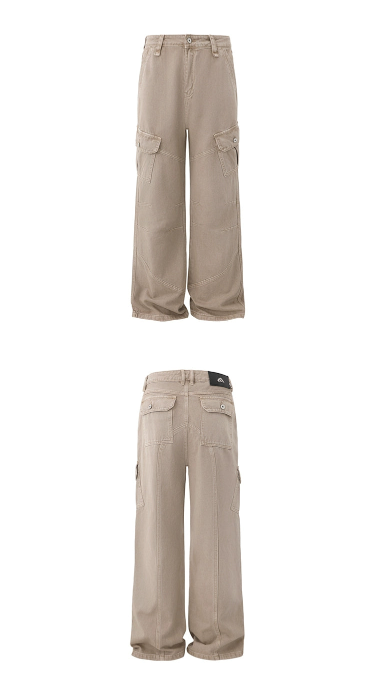 Retro Washed Relaxed Khaki Jeans , - Streetwear Jeans - Slick Street