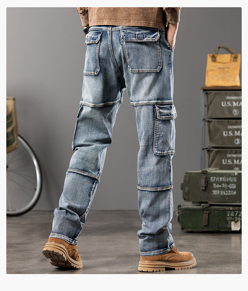 Denim Cargo Pants Jeans , - Streetwear Jeans - Slick Street