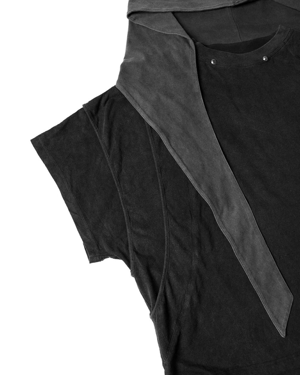 Two Piece Distressed Hooded T-Shirt , - Streetwear T-Shirt - Slick Street