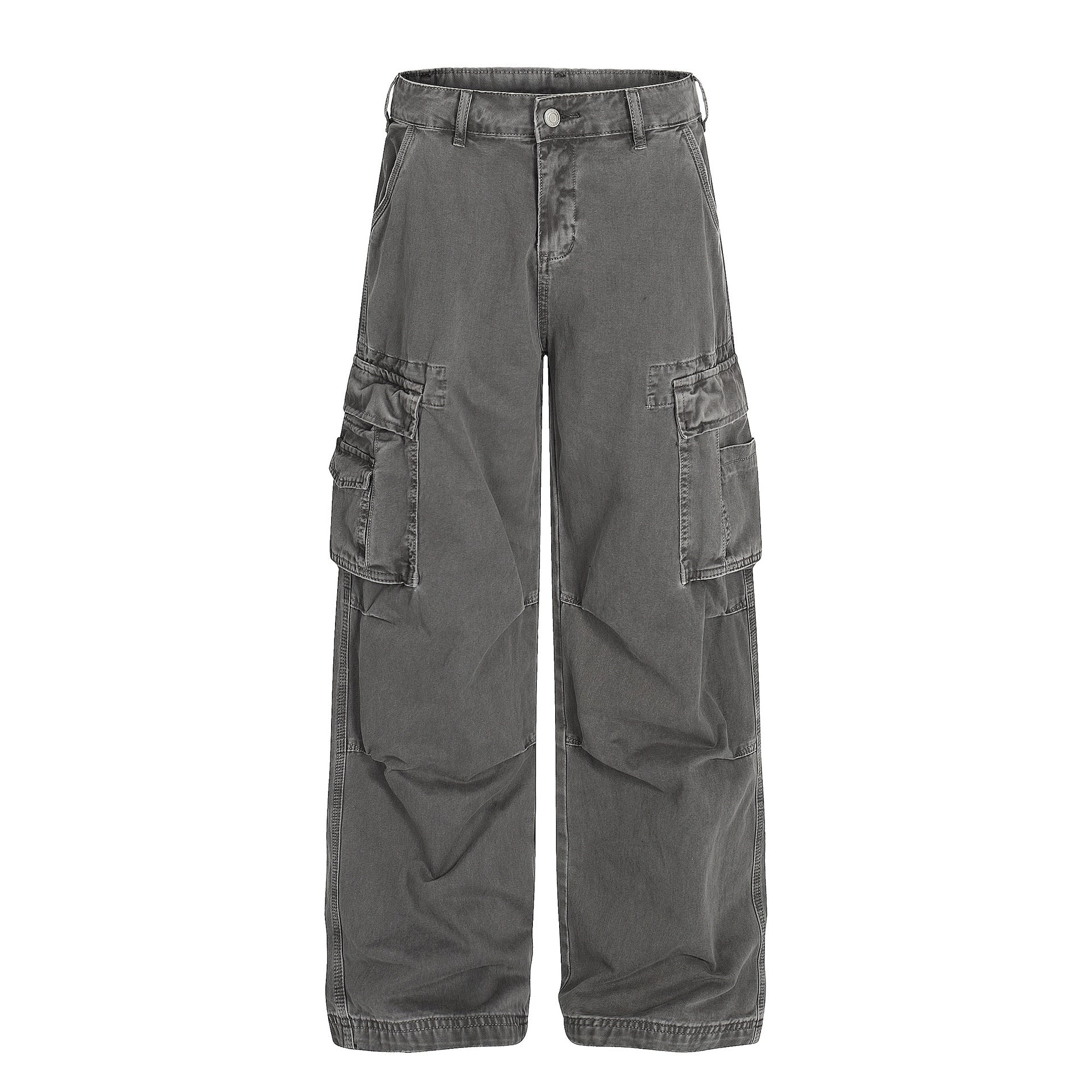 Retro Loose Fit MultiPocket Denim Cargo Jeans Charcoal Grey, XXS - Streetwear - Slick Street