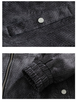 Jacquard Faux Denim Casual Jacket , - Streetwear Jacket - Slick Street