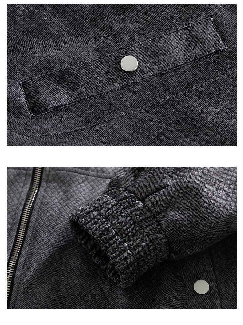 Jacquard Faux Denim Casual Jacket , - Streetwear Jacket - Slick Street