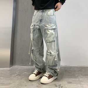Multi Pocket Sky Blue Cargo Pants , - Streetwear Cargo Pants - Slick Street