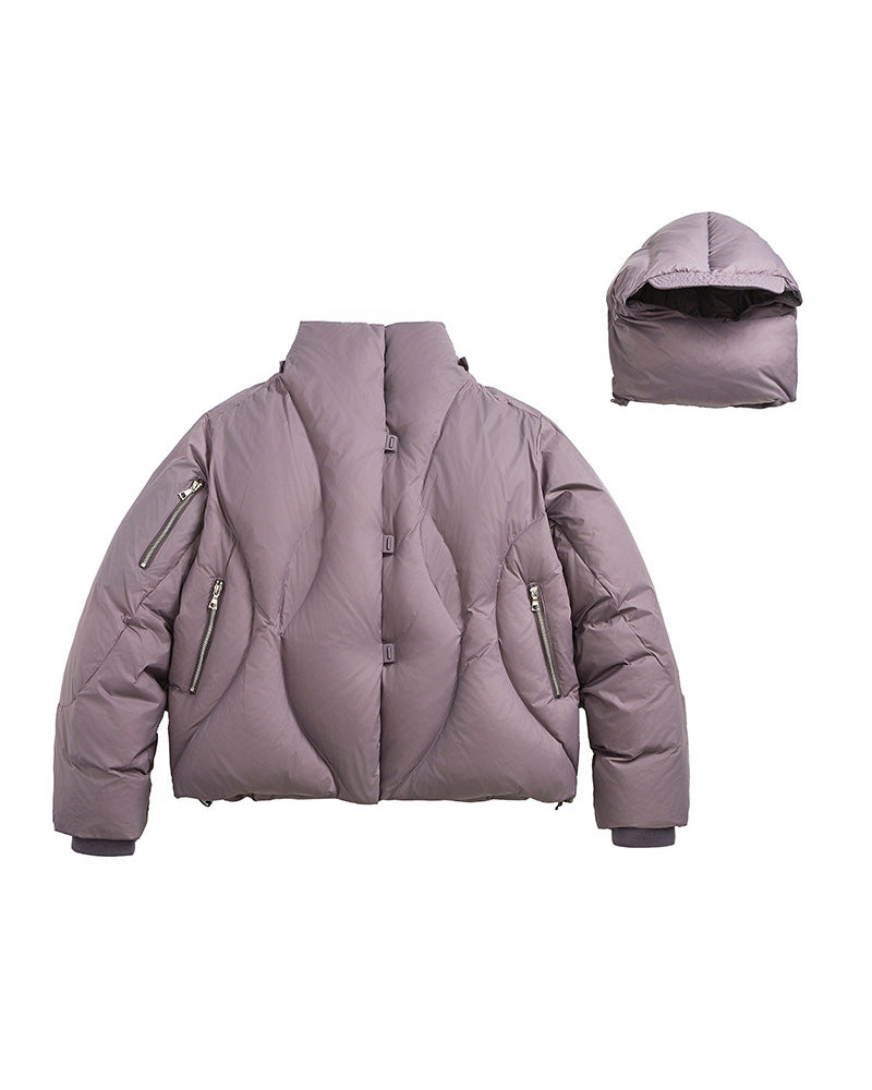Detachable Hood Zip Puffer Jacket , - Streetwear Jacket - Slick Street