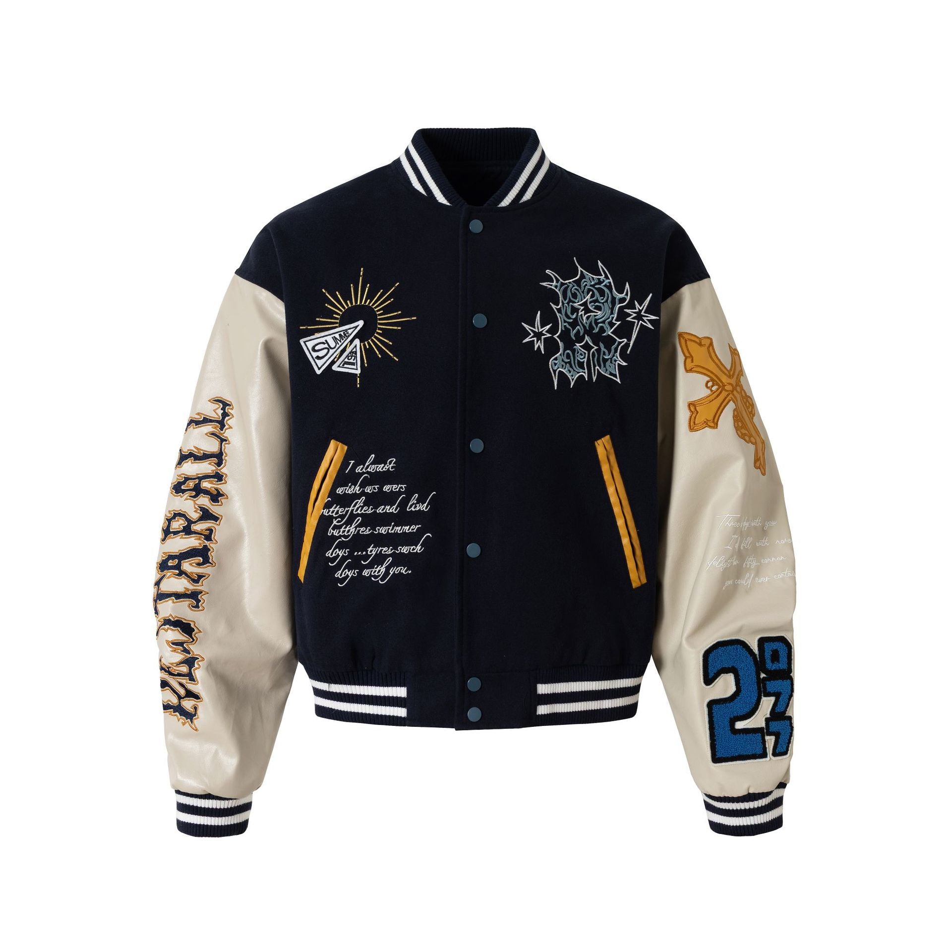 Afterhours Varsity Jacket Navy Blue, XS - Streetwear Jacket - Slick Street