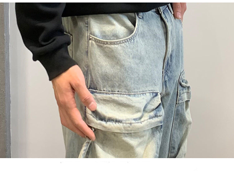 Multi Pocket Sky Blue Cargo Pants , - Streetwear Cargo Pants - Slick Street