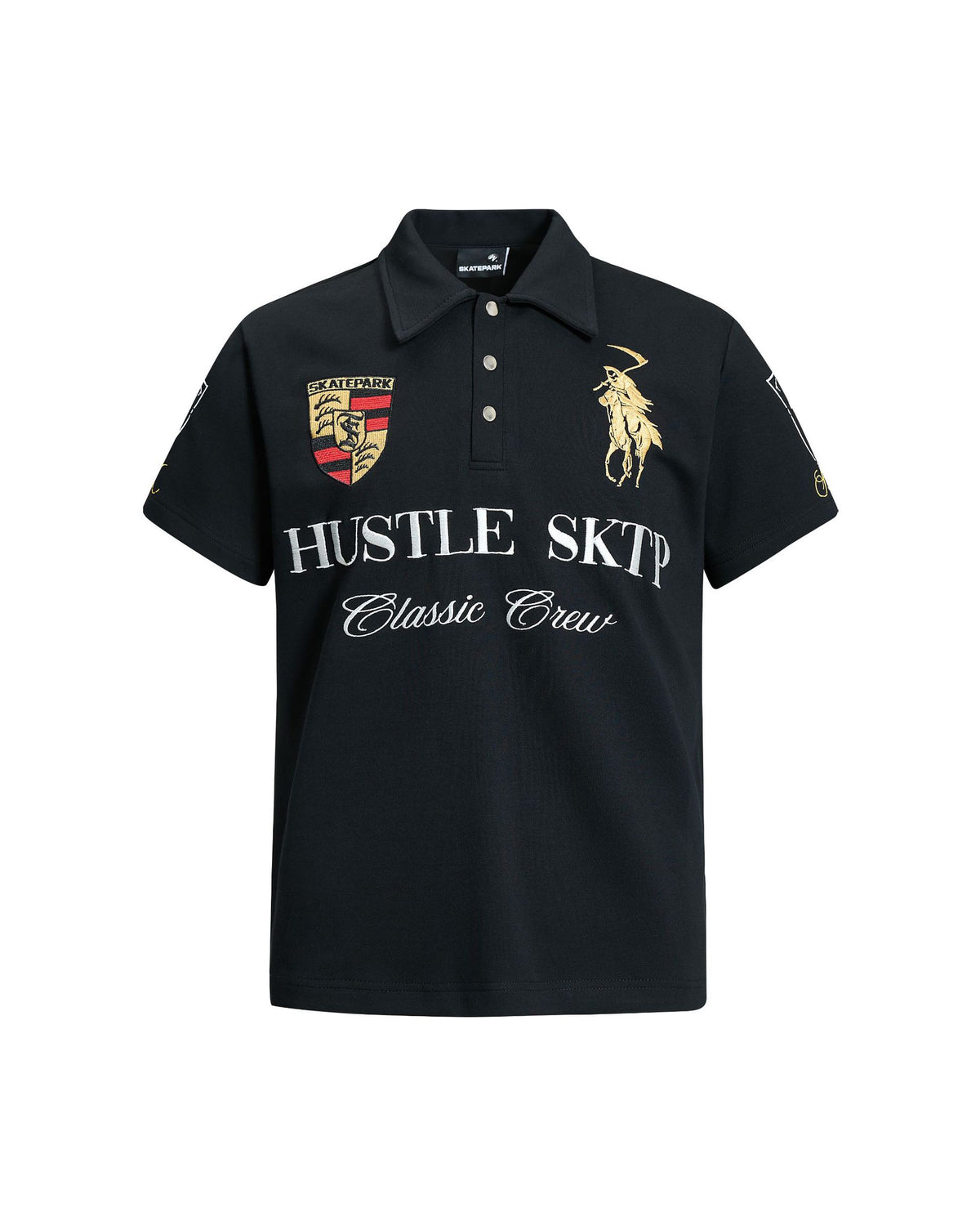 Hustle Jersey Polo Black, XS - Streetwear T-Shirt - Slick Street
