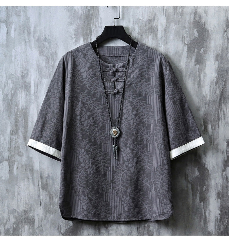 Vintage Chinese Somber Rose Hanfu Tee , - Streetwear T-Shirt - Slick Street