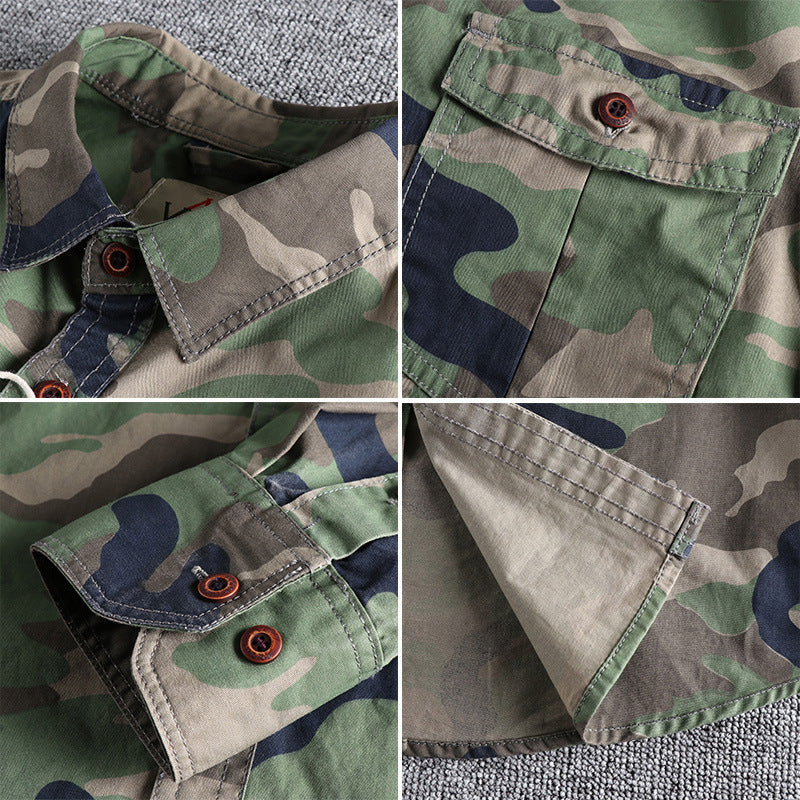 Camo Long Sleeve Shirt , - Streetwear Shirt - Slick Street